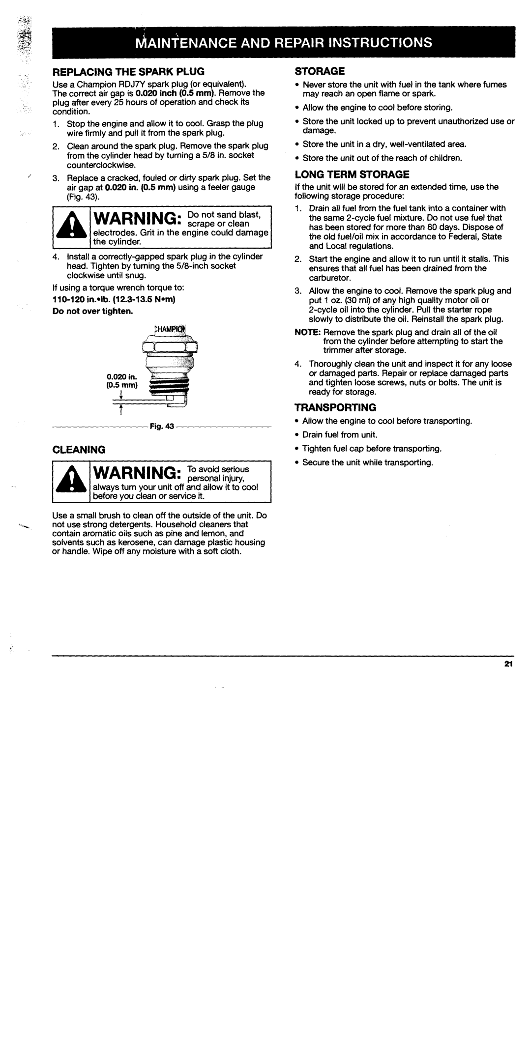 Troy-Bilt TB90BC manual 