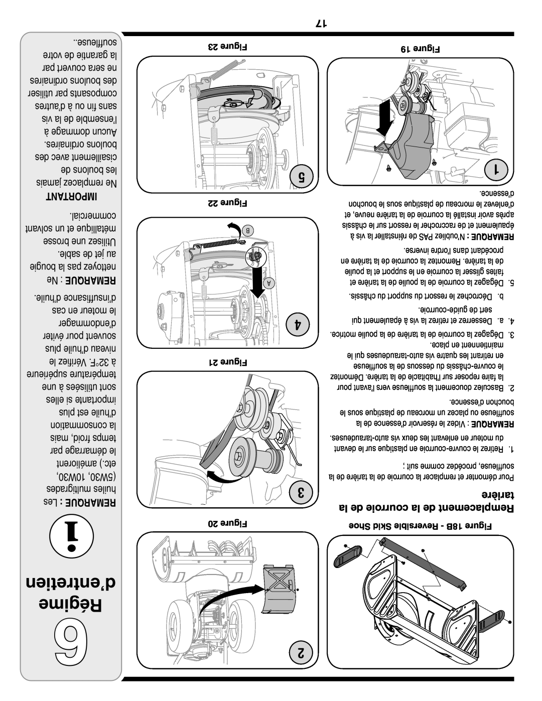 Troy-Bilt Two-Stage Snow Thrower warranty d’entretien Régime, tarière, la de courroie la de Remplacement, Figure 