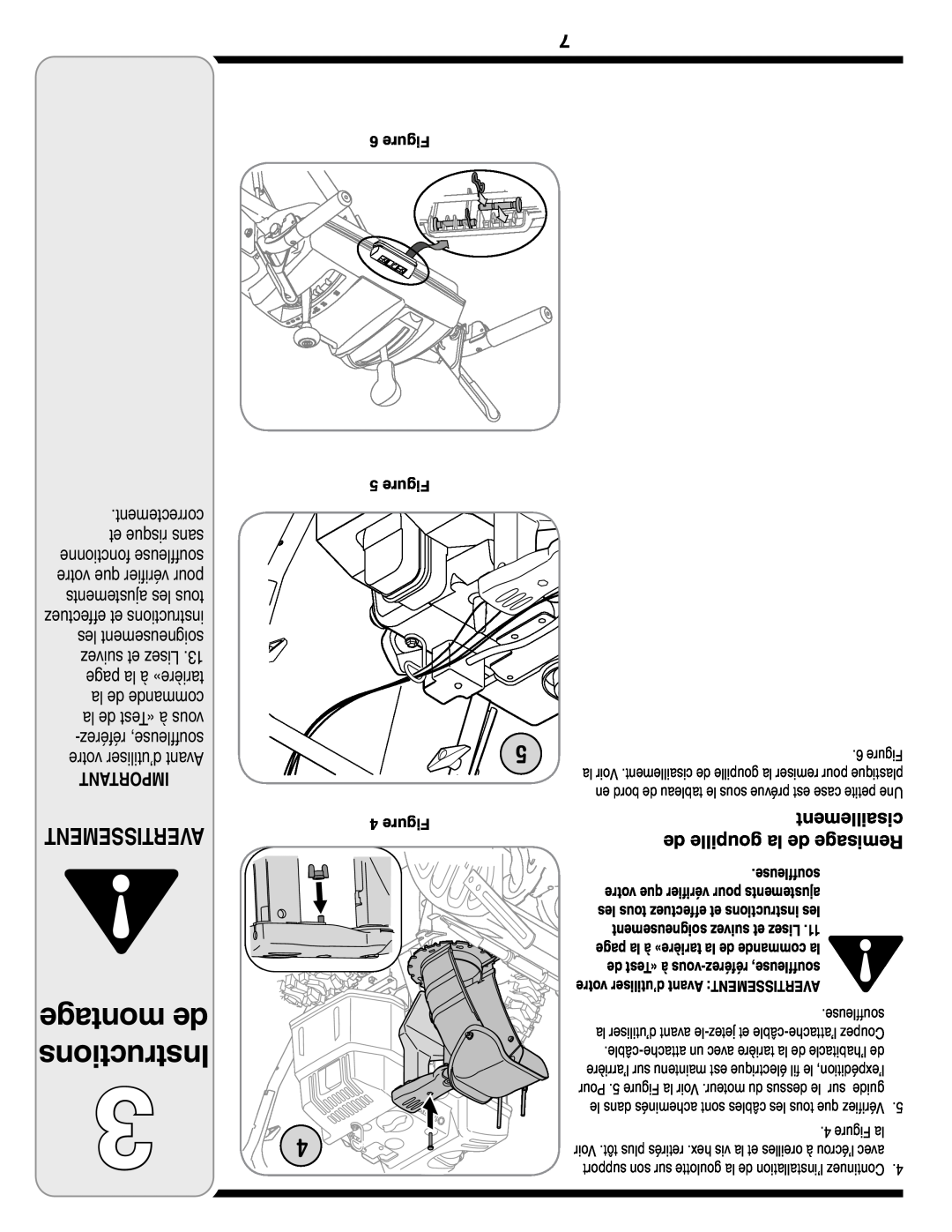 Troy-Bilt Two-Stage Snow Thrower warranty montage de Instructions, Avertissement, cisaillement, de goupille la de Remisage 