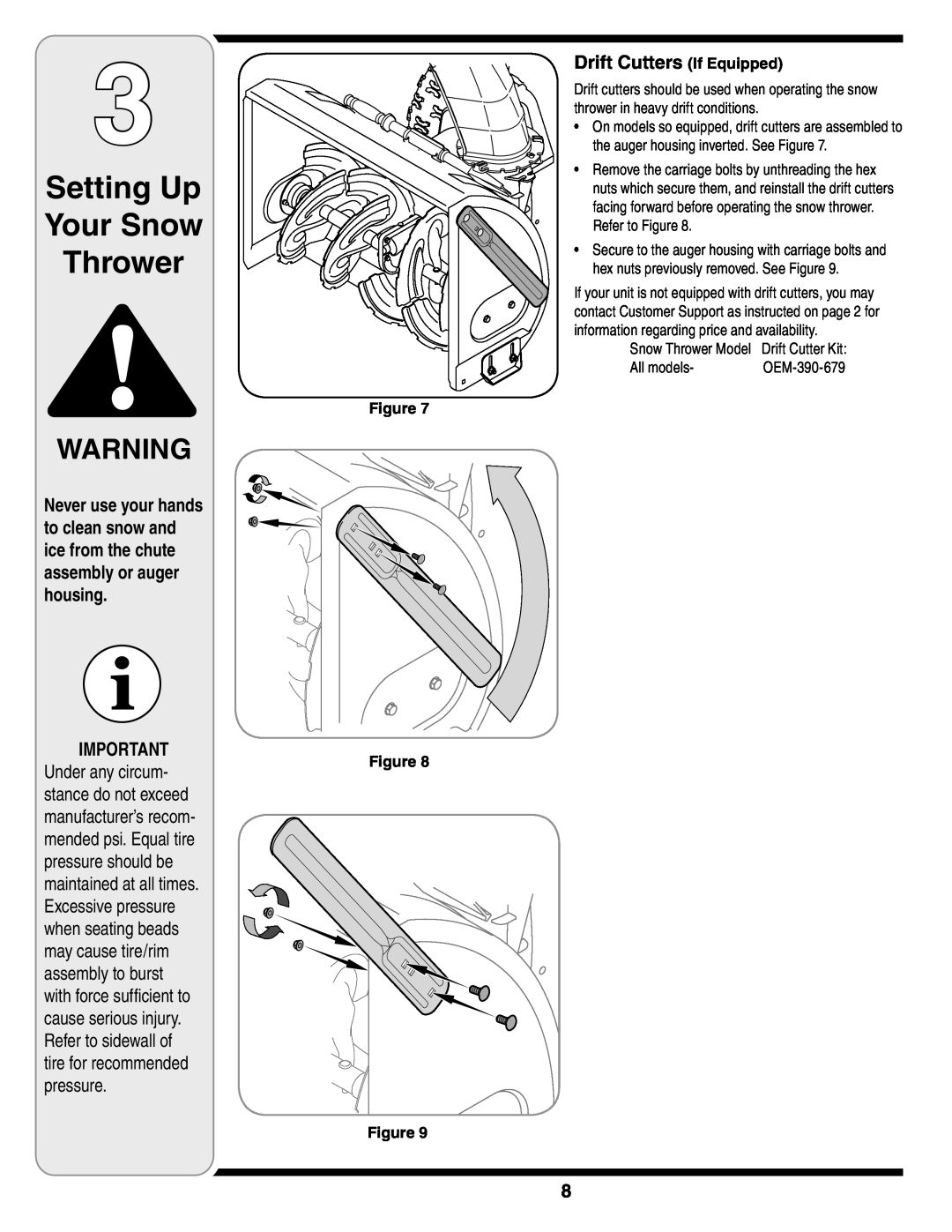 Troy-Bilt Two-Stage Snow Thrower warranty Setting Up Your Snow Thrower, Drift Cutters If Equipped 