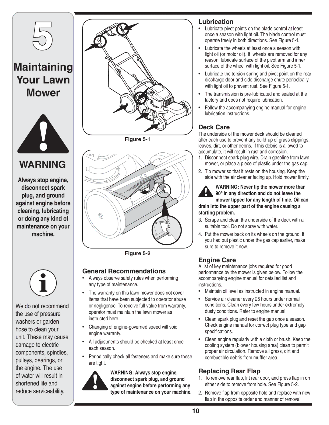 Troy-Bilt V560 manual Maintaining Your Lawn Mower 