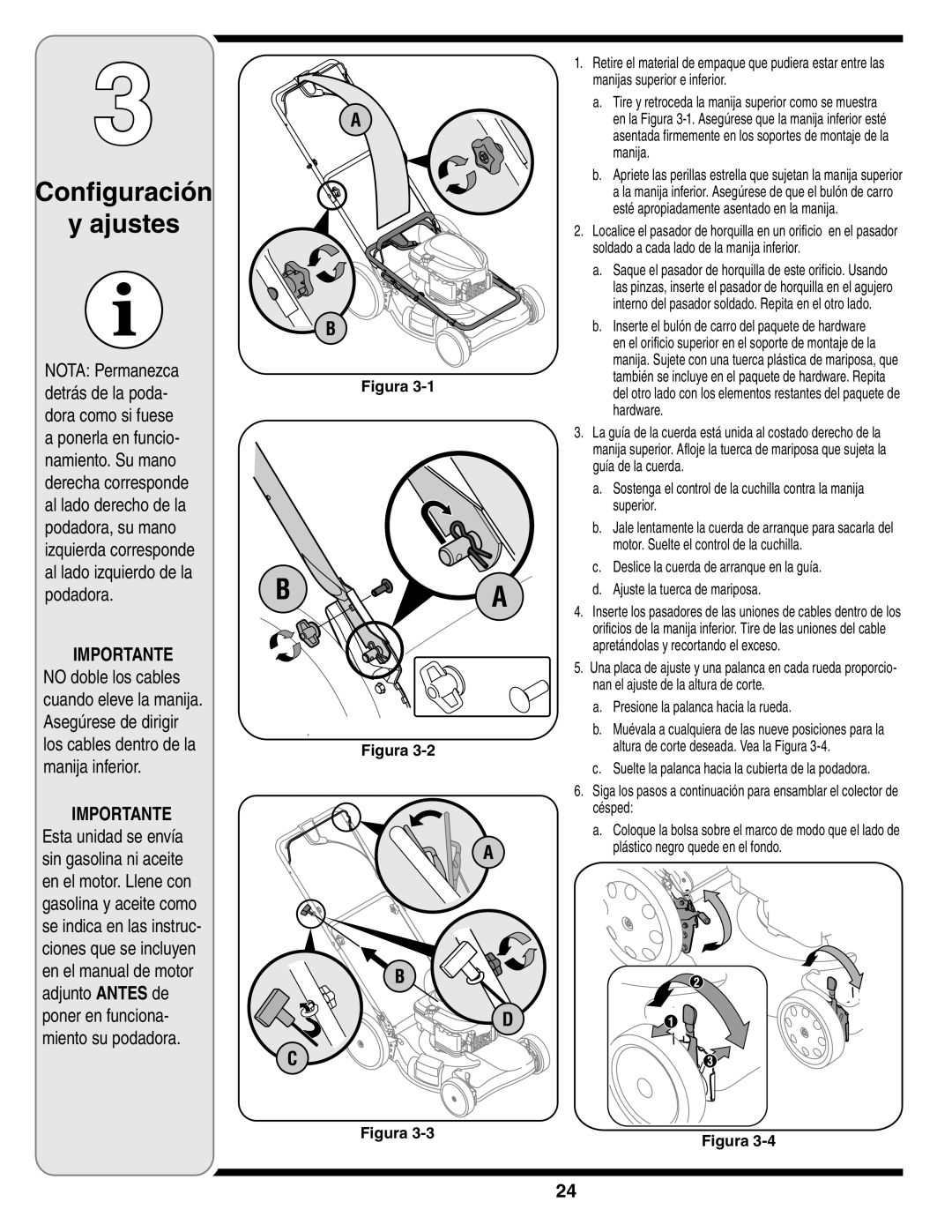 Troy-Bilt V560 manual Soldado a cada lado de la manija inferior, Hardware, Guía de la cuerda, Superior, Césped 