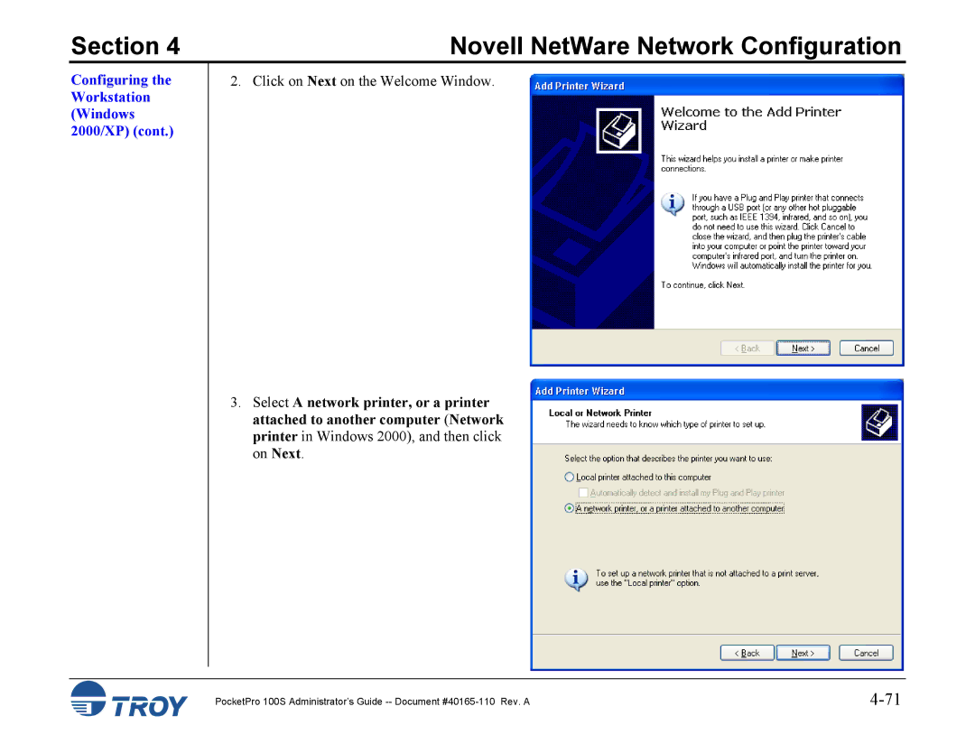 TROY Group 100S manual Click on Next on the Welcome Window 