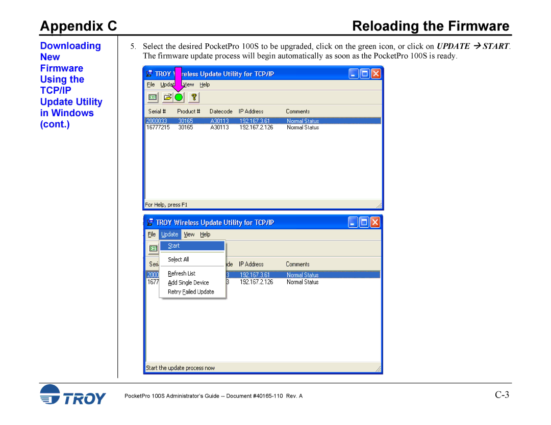 TROY Group 100S manual Appendix C 