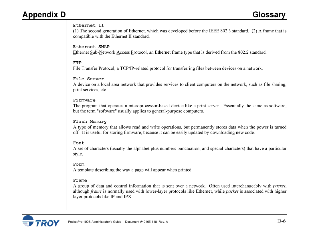 TROY Group 100S manual Ftp 