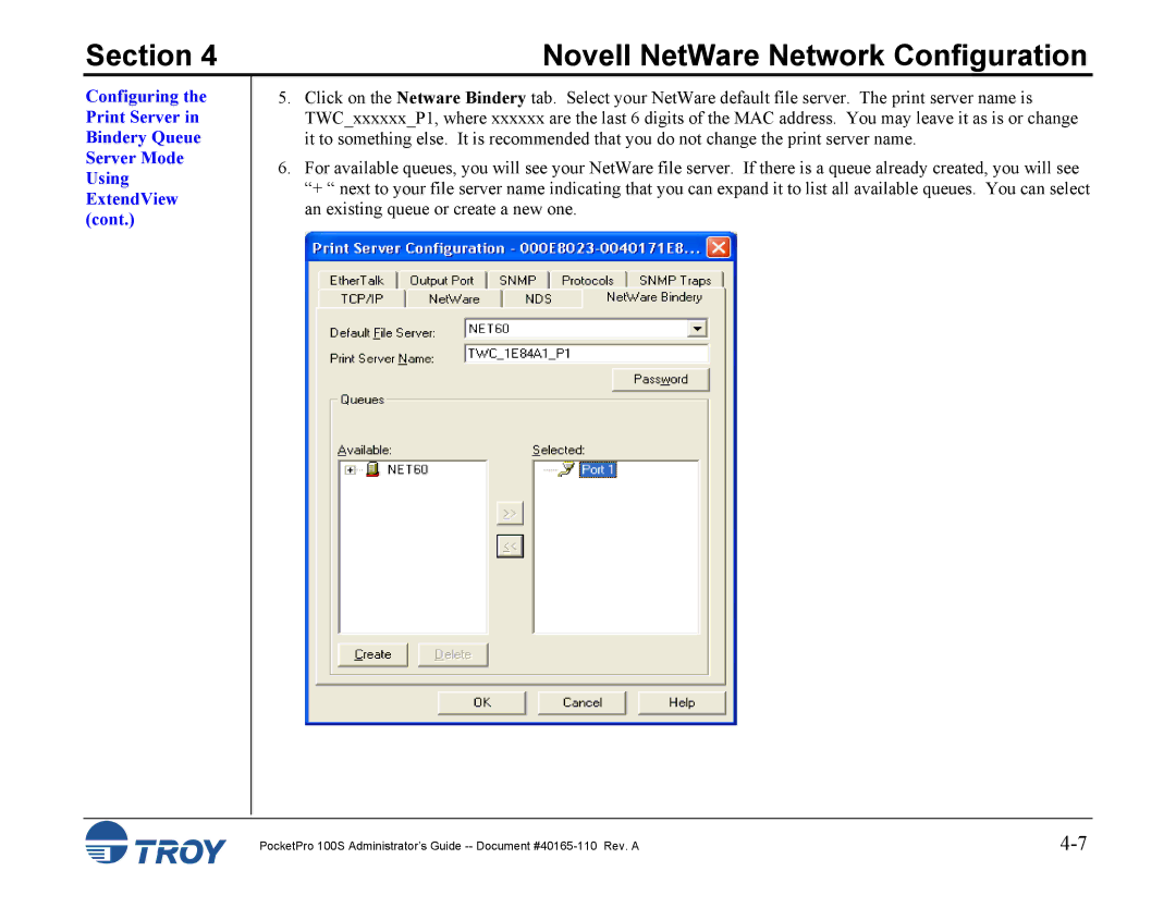 TROY Group 100S manual Section 