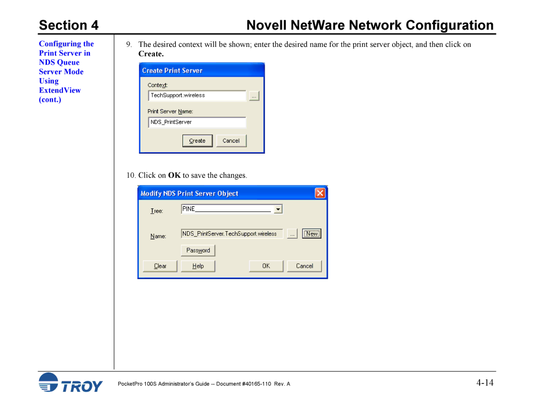 TROY Group 100S manual Create 