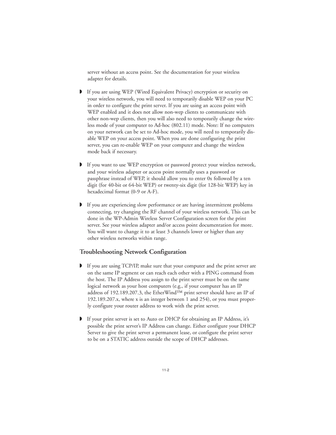 TROY Group 802.11b manual Troubleshooting Network Configuration 