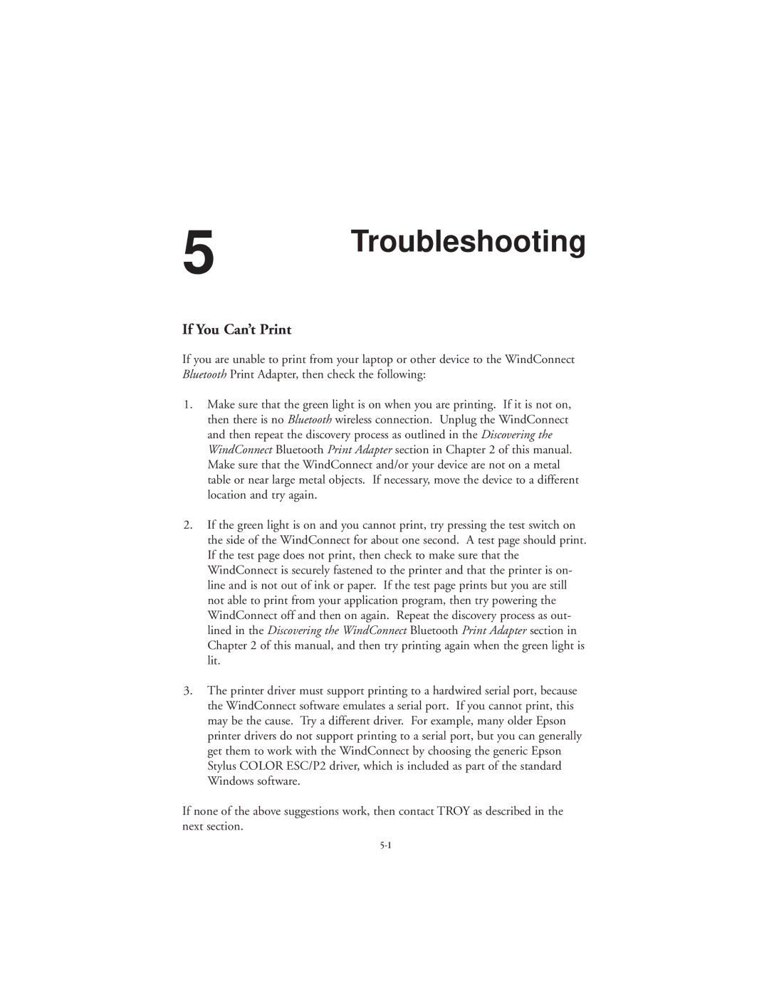 TROY Group Bluetooth Print Adapter manual Troubleshooting, If You Can’t Print 