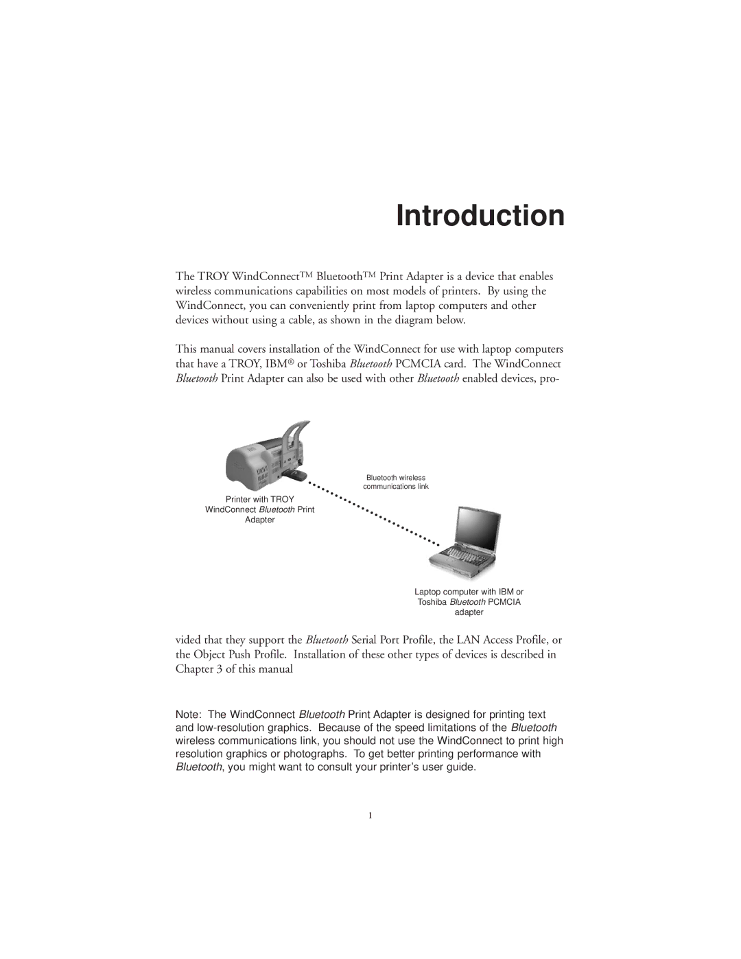 TROY Group Bluetooth Print Adapter manual Introduction 