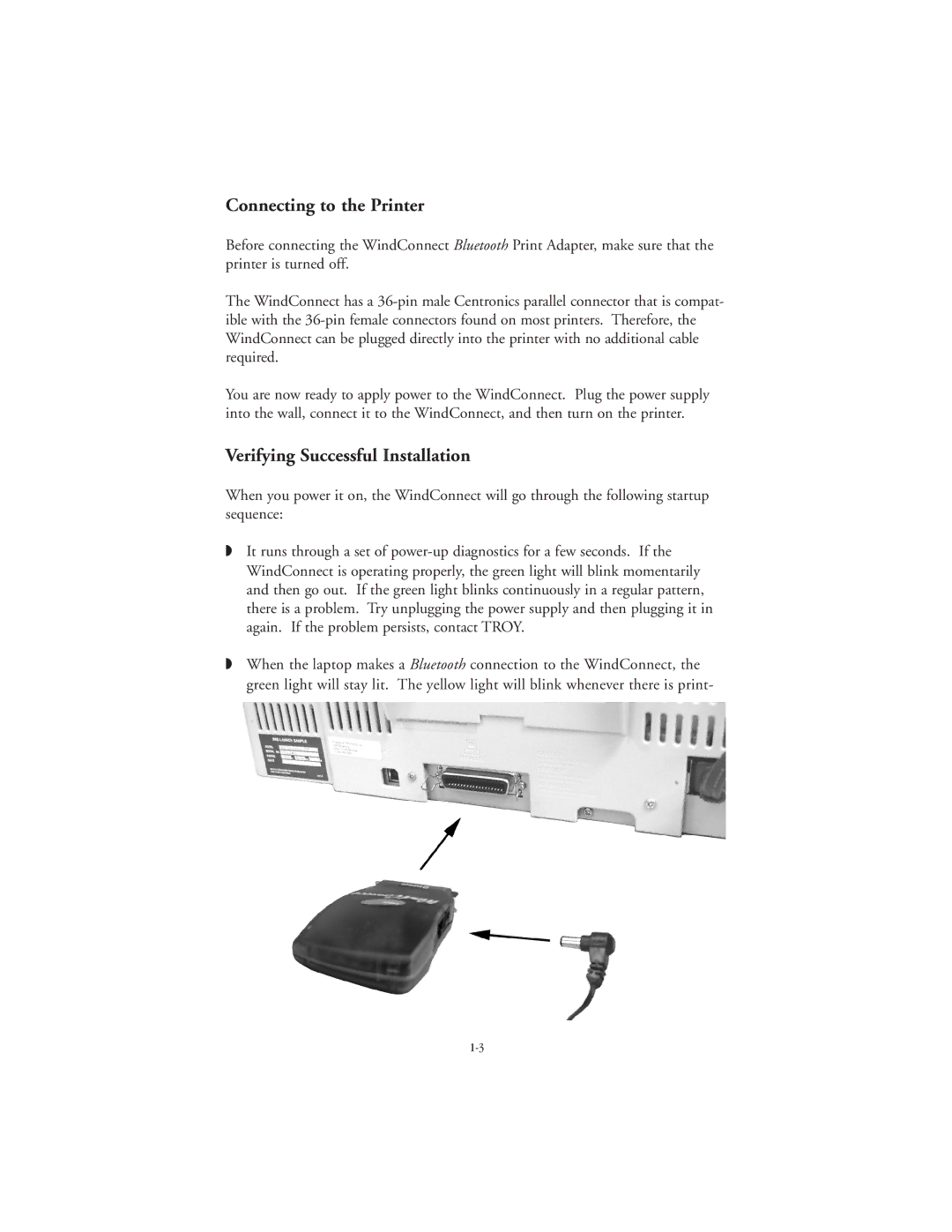 TROY Group Bluetooth Print Adapter manual Connecting to the Printer, Verifying Successful Installation 