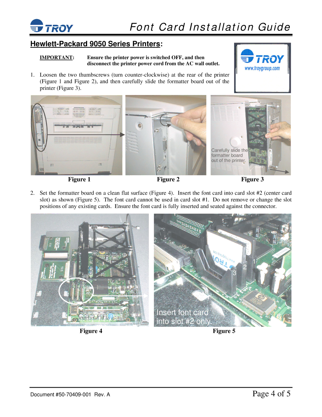 TROY Group HP 4250 / 4350, HP 9050, HP 2420 / 2430 installation instructions Hewlett-Packard 9050 Series Printers 