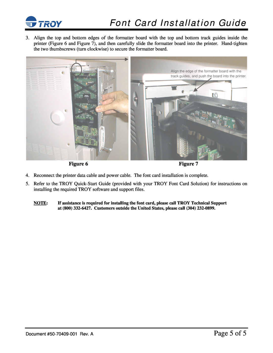 TROY Group HP 2420 / 2430, HP 9050, HP 4250 / 4350 installation instructions Page 5 of, Font Card Installation Guide 