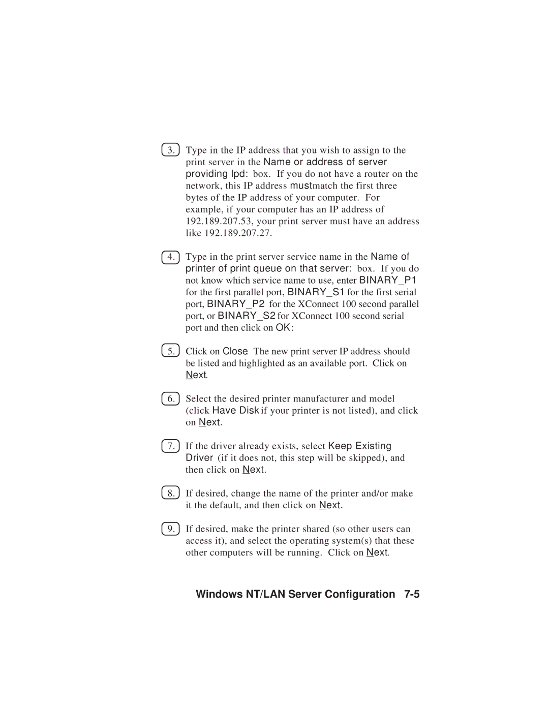 TROY Group MAN-EXT2000 manual Windows NT/LAN Server Configuration 