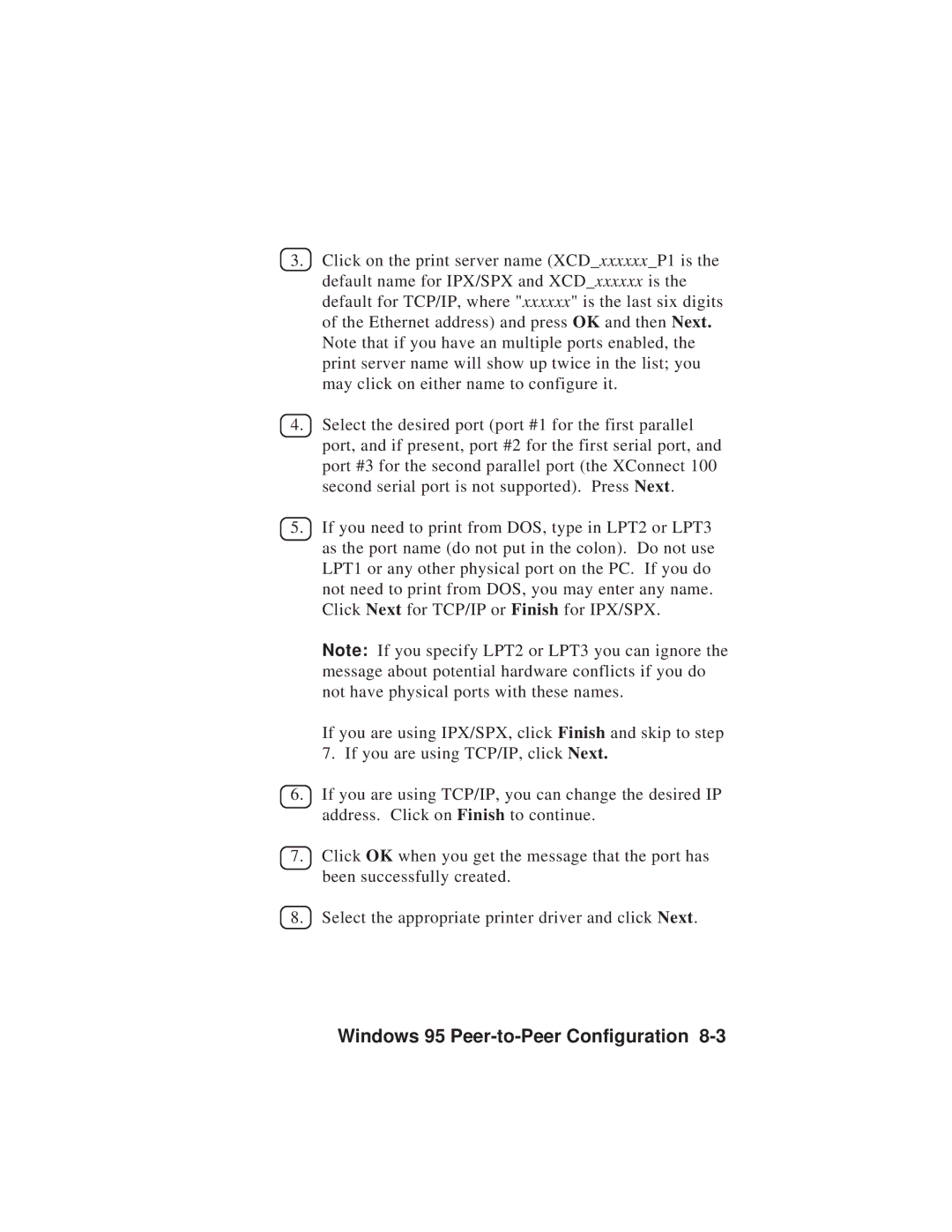 TROY Group MAN-EXT2000 manual Windows 95 Peer-to-Peer Configuration 