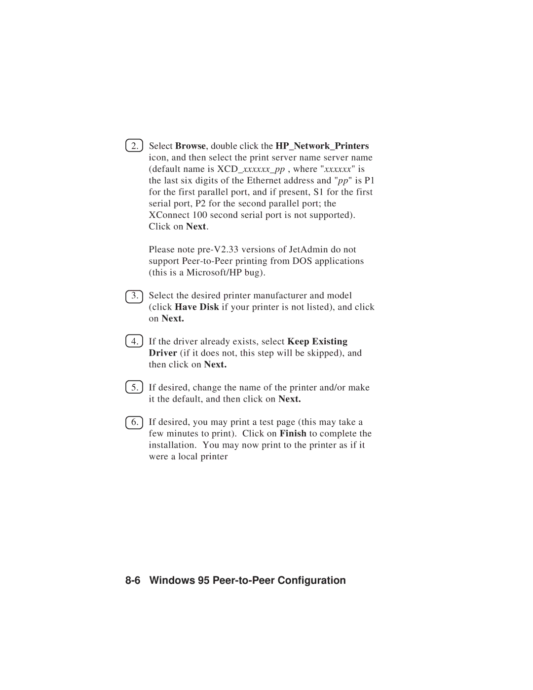 TROY Group MAN-EXT2000 manual Windows 95 Peer-to-Peer Configuration 