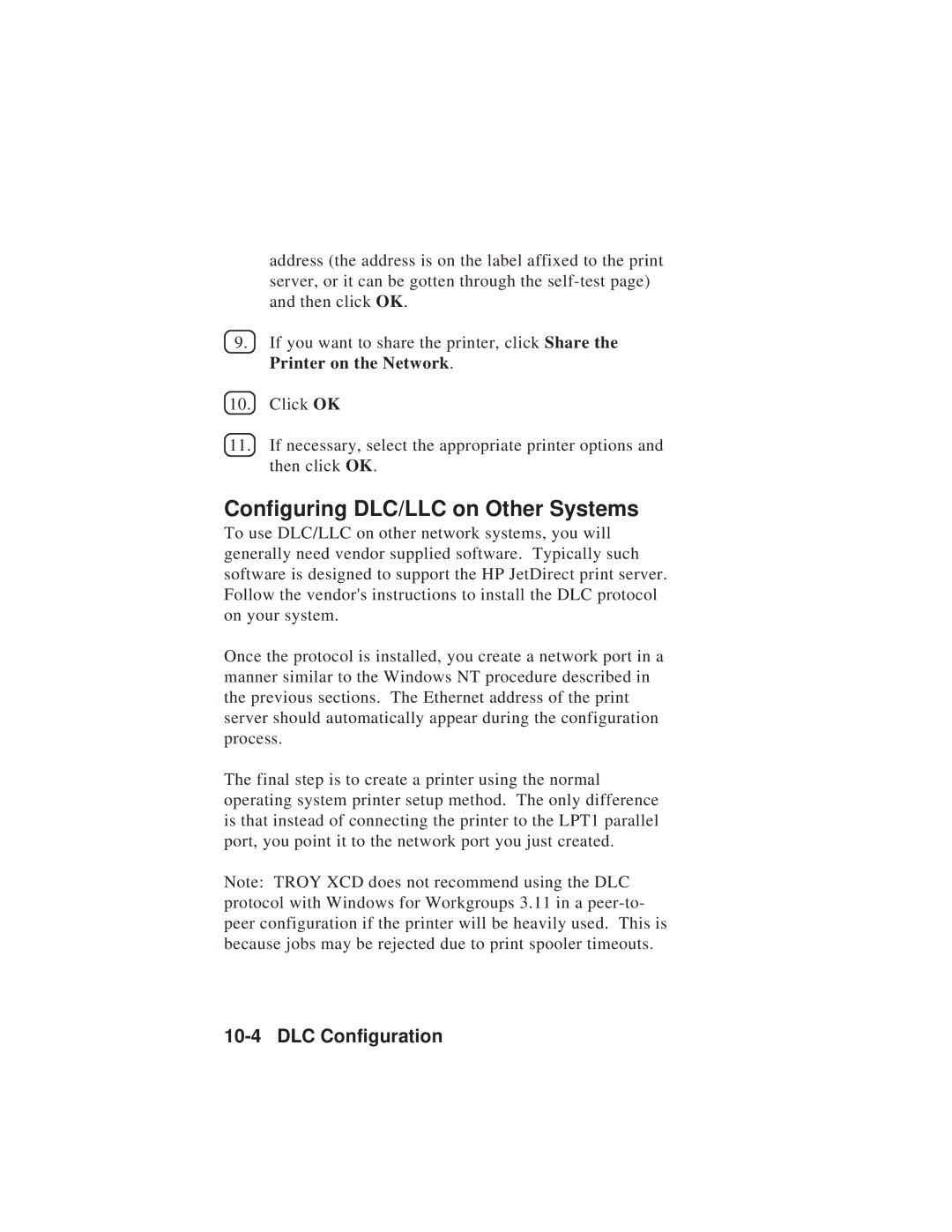 TROY Group MAN-EXT2000 manual Configuring DLC/LLC on Other Systems 