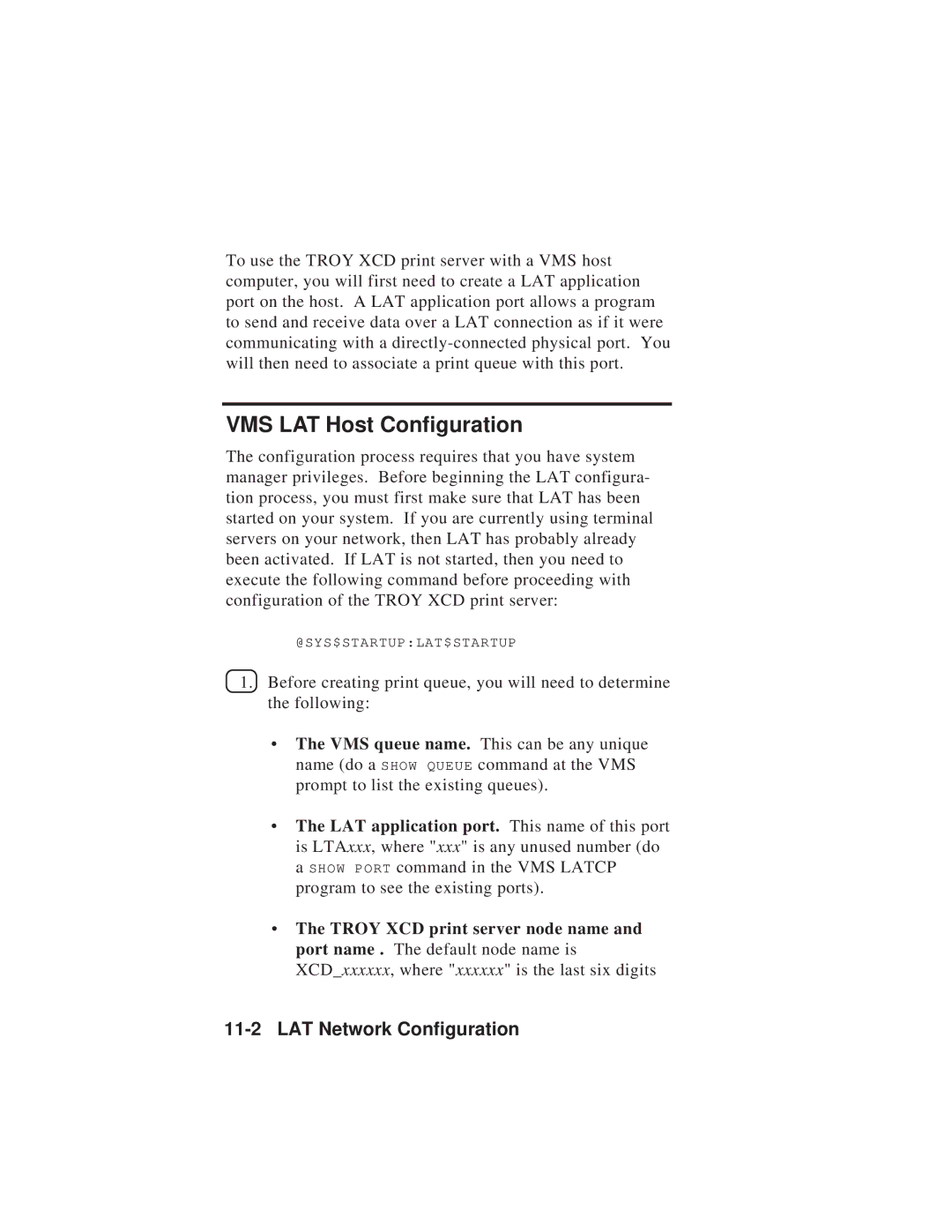 TROY Group MAN-EXT2000 manual VMS LAT Host Configuration 