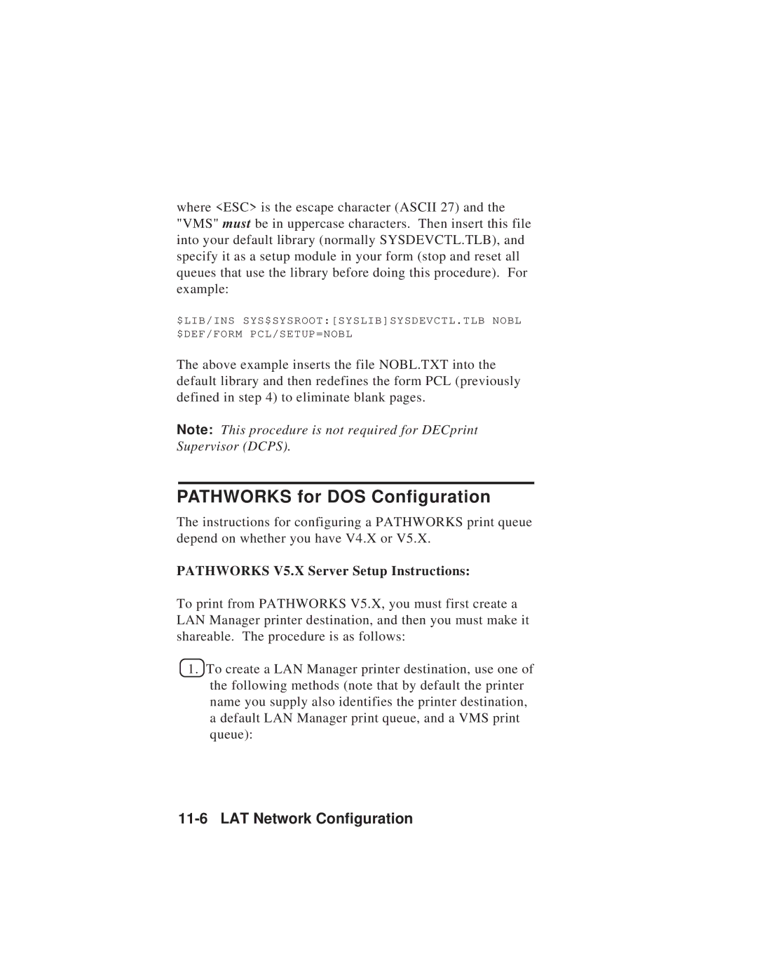 TROY Group MAN-EXT2000 manual Pathworks for DOS Configuration, Pathworks V5.X Server Setup Instructions 