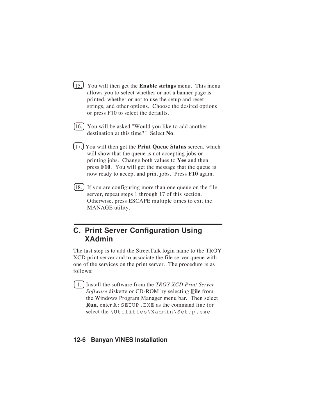 TROY Group MAN-EXT2000 manual Print Server Configuration Using XAdmin 