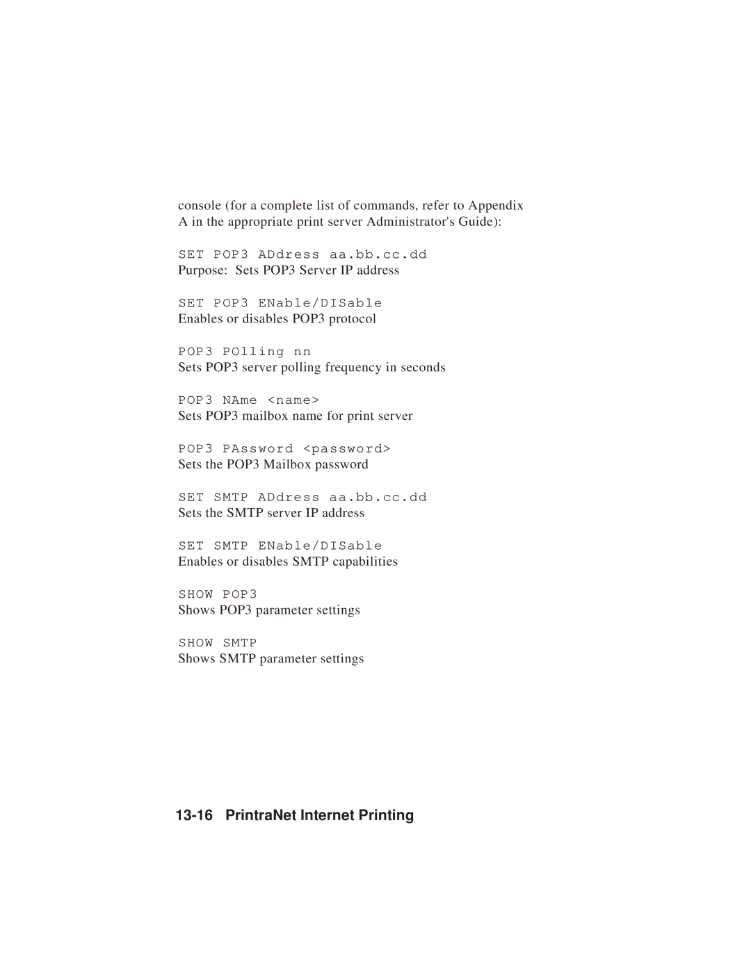 TROY Group MAN-EXT2000 manual Purpose Sets POP3 Server IP address 