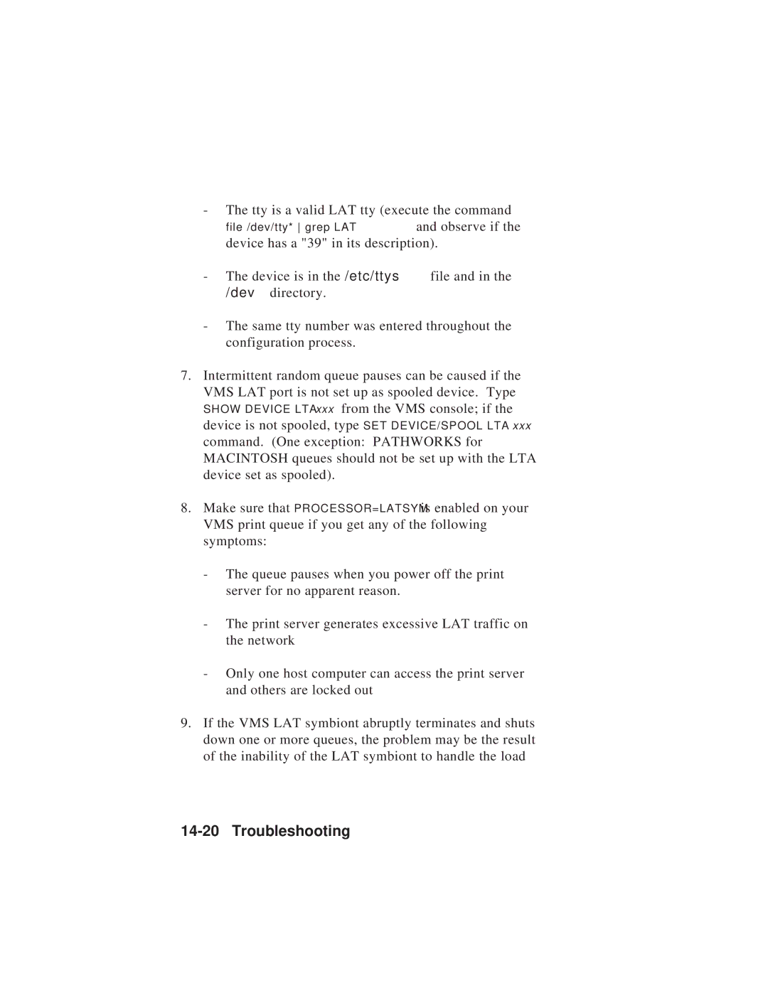 TROY Group MAN-EXT2000 manual Tty is a valid LAT tty execute the command 