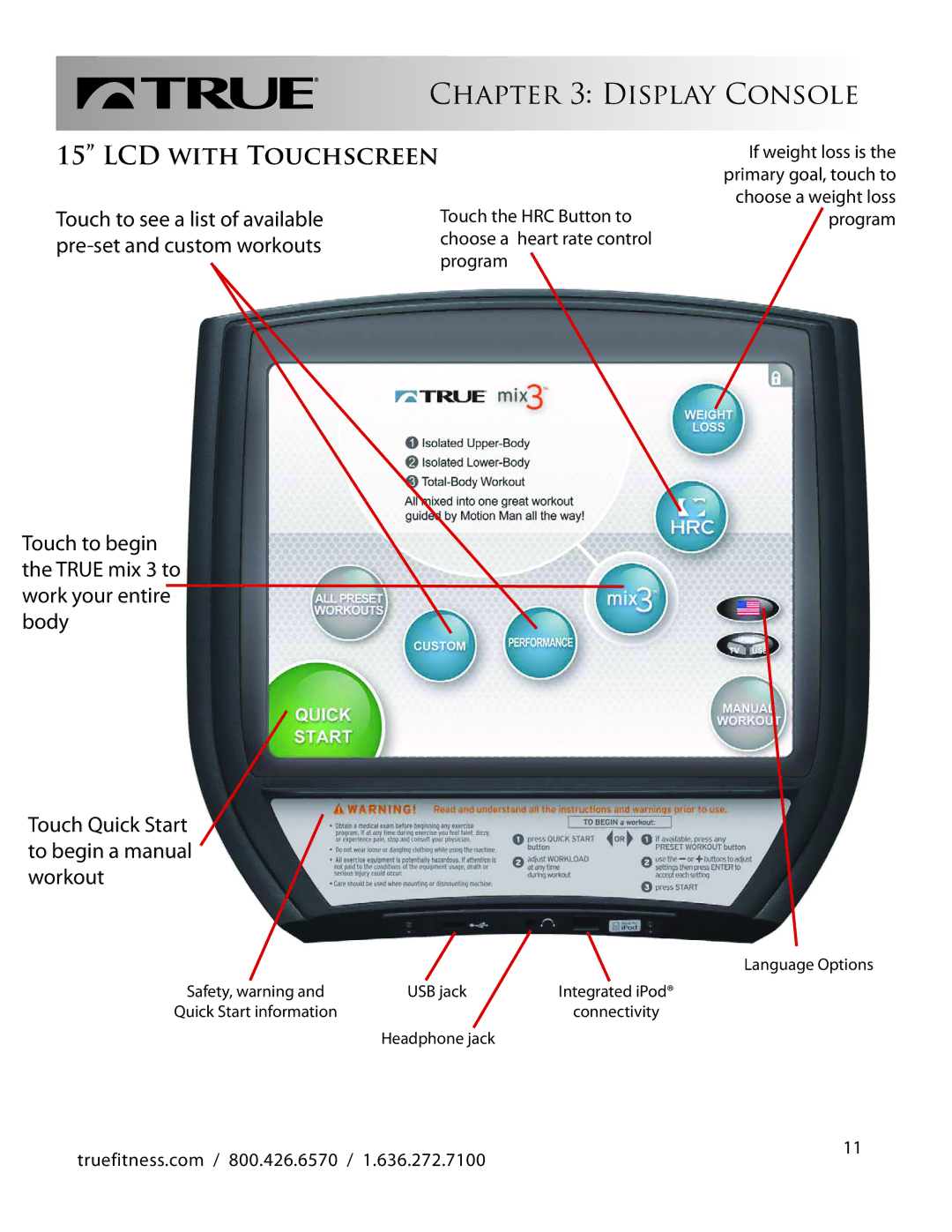 True Fitness 1.636.272.7100 manual LCD with Touchscreen 