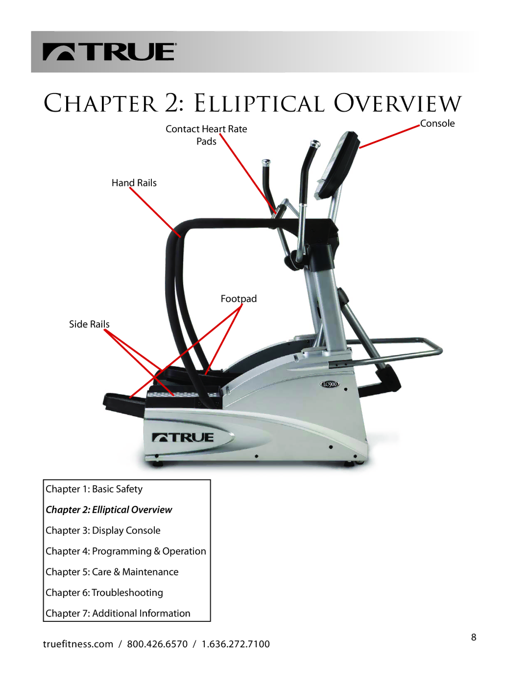 True Fitness 1.636.272.7100 manual Elliptical Overview 