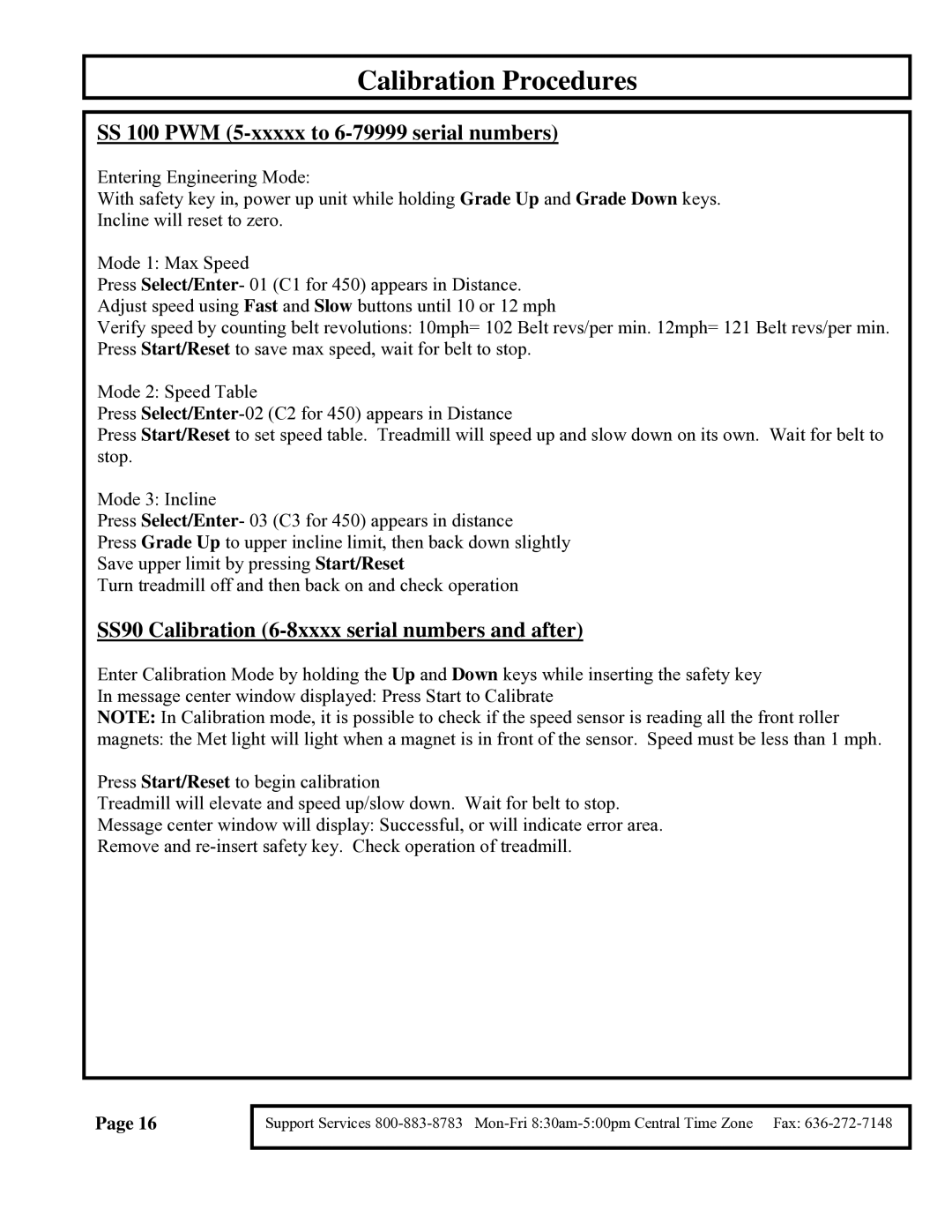 True Fitness 350-750 manual Calibration Procedures 