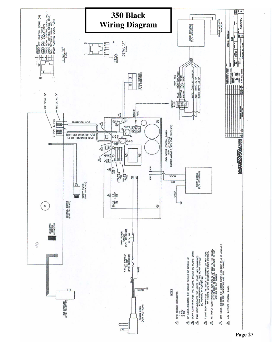 True Fitness 350-750 manual Black Wiring Diagram 