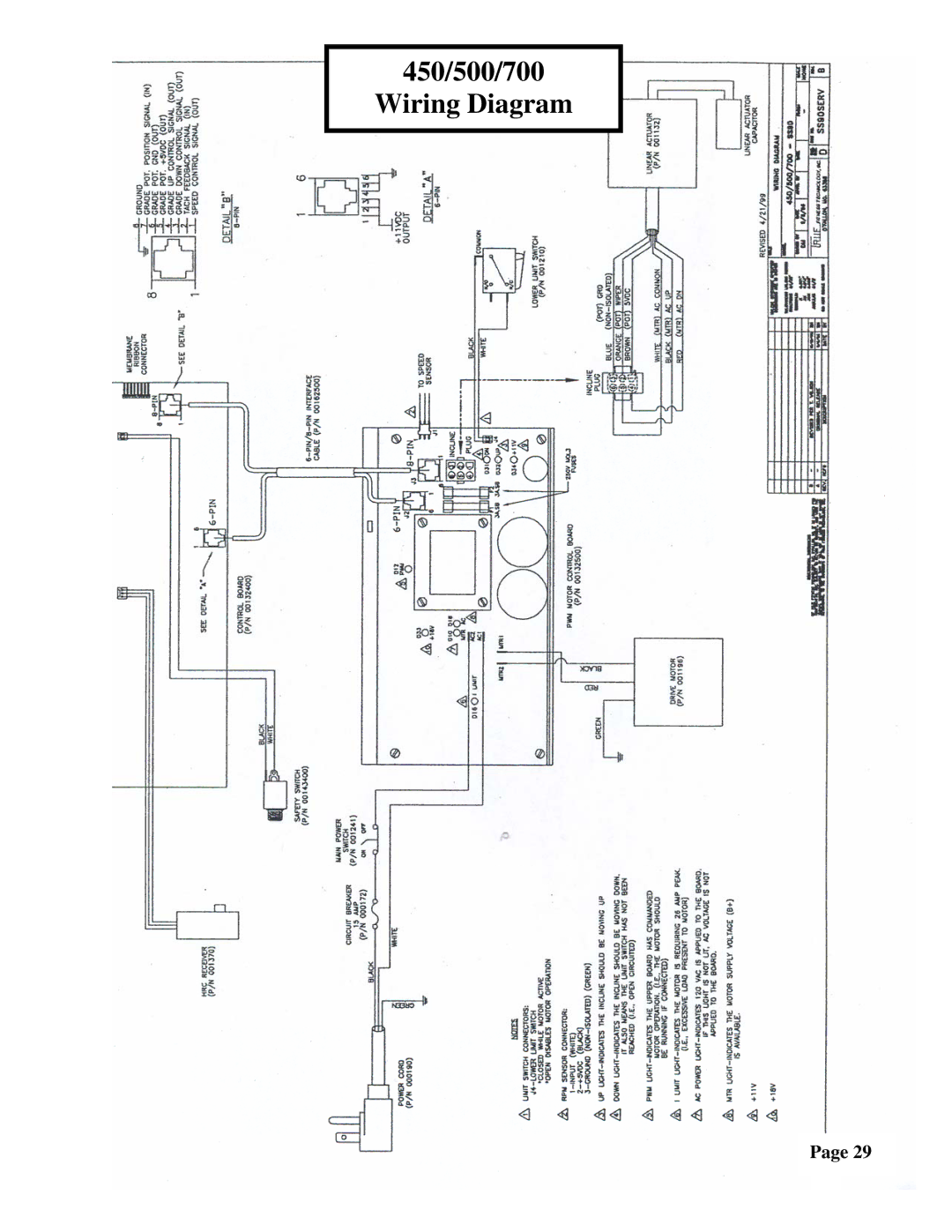 True Fitness 350-750 manual 450/500/700 Wiring Diagram 