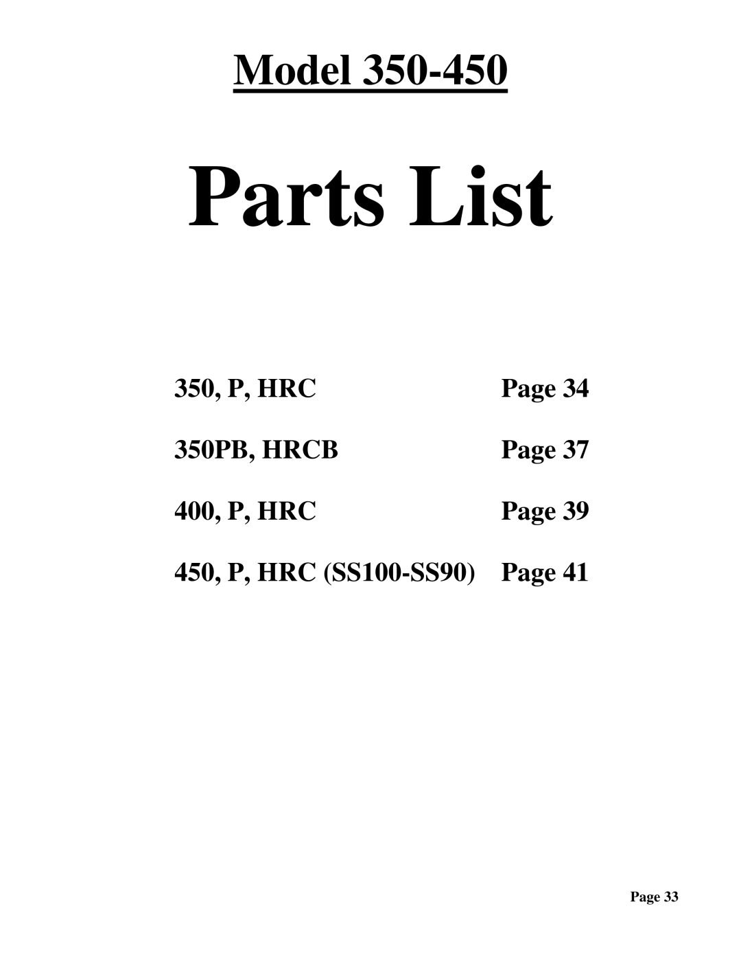 True Fitness 350-750 manual Parts List 