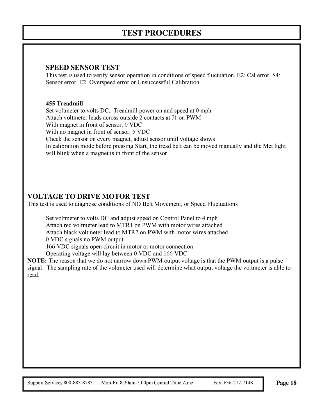 True Fitness 455 Pediatric manual Speed Sensor Test, Treadmill 