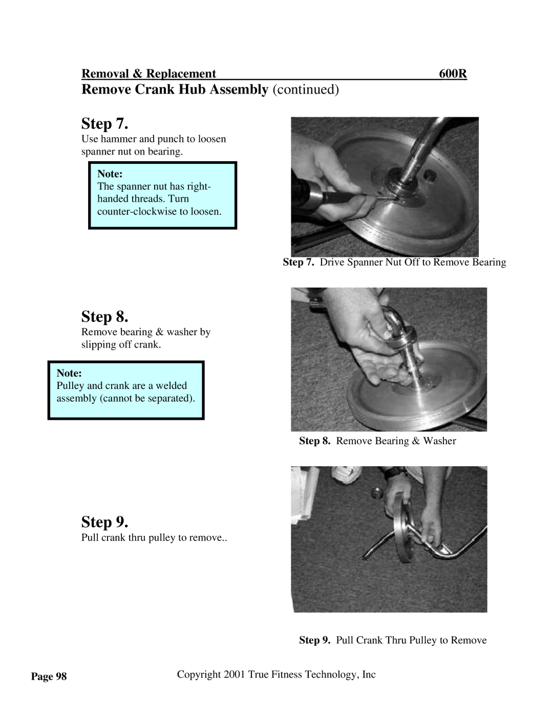 True Fitness 750R, 500U, 600R, 750U, 500R, 600U manual Step 