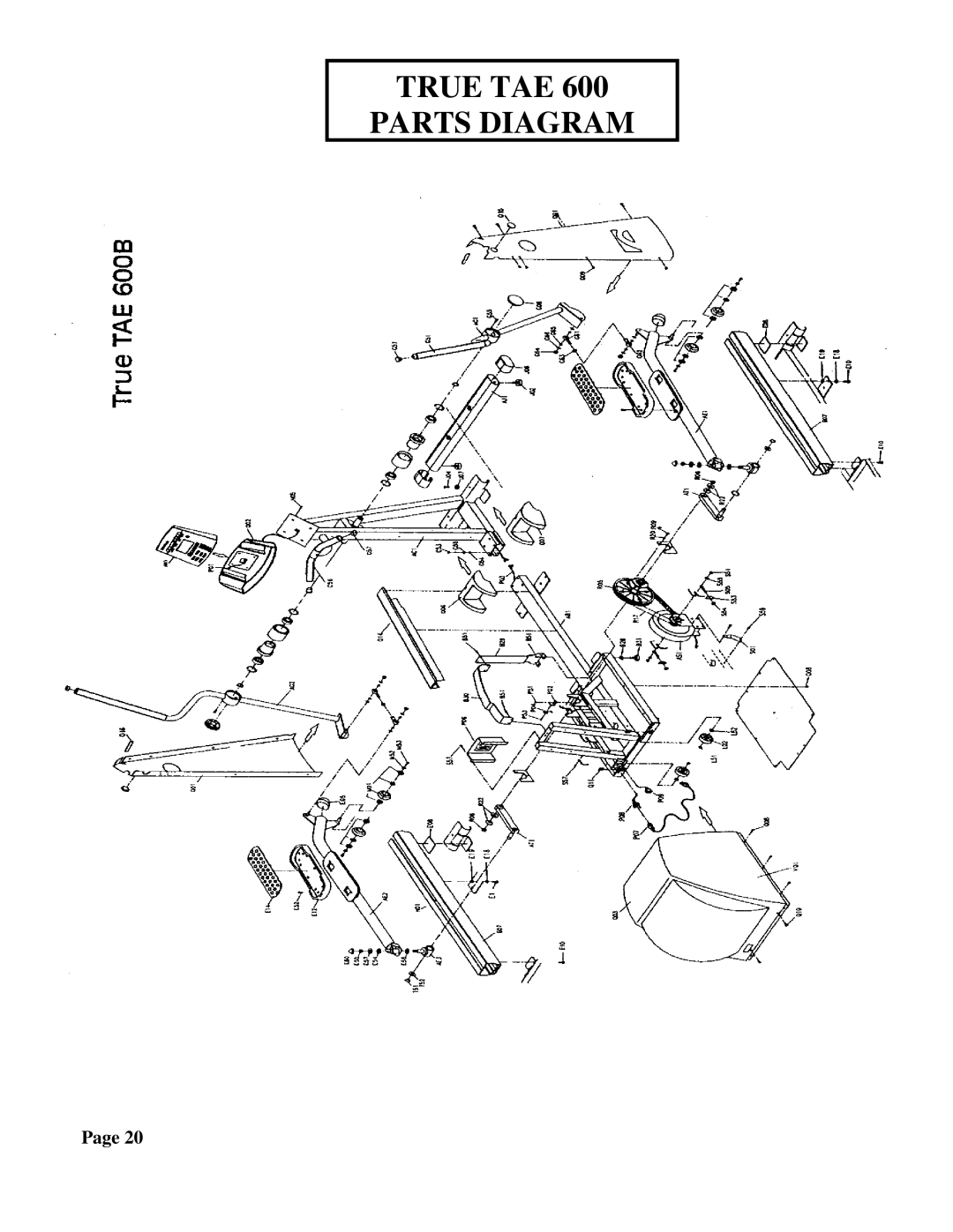 True Fitness 600EA, 750EA manual True TAE Parts Diagram 