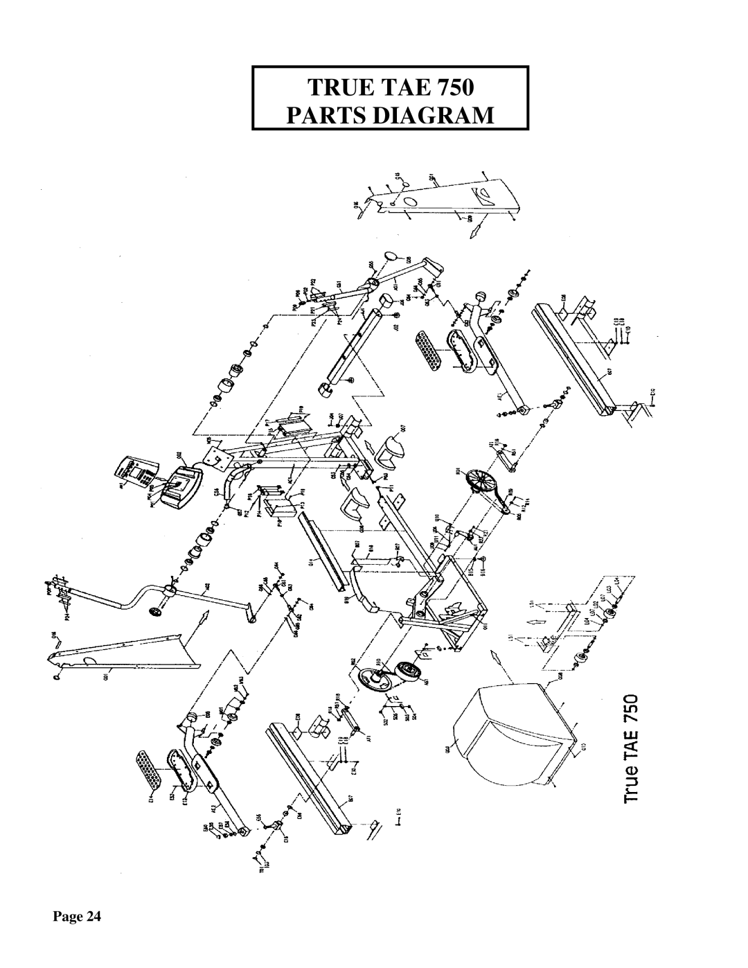 True Fitness 750EA, 600EA manual True TAE Parts Diagram 