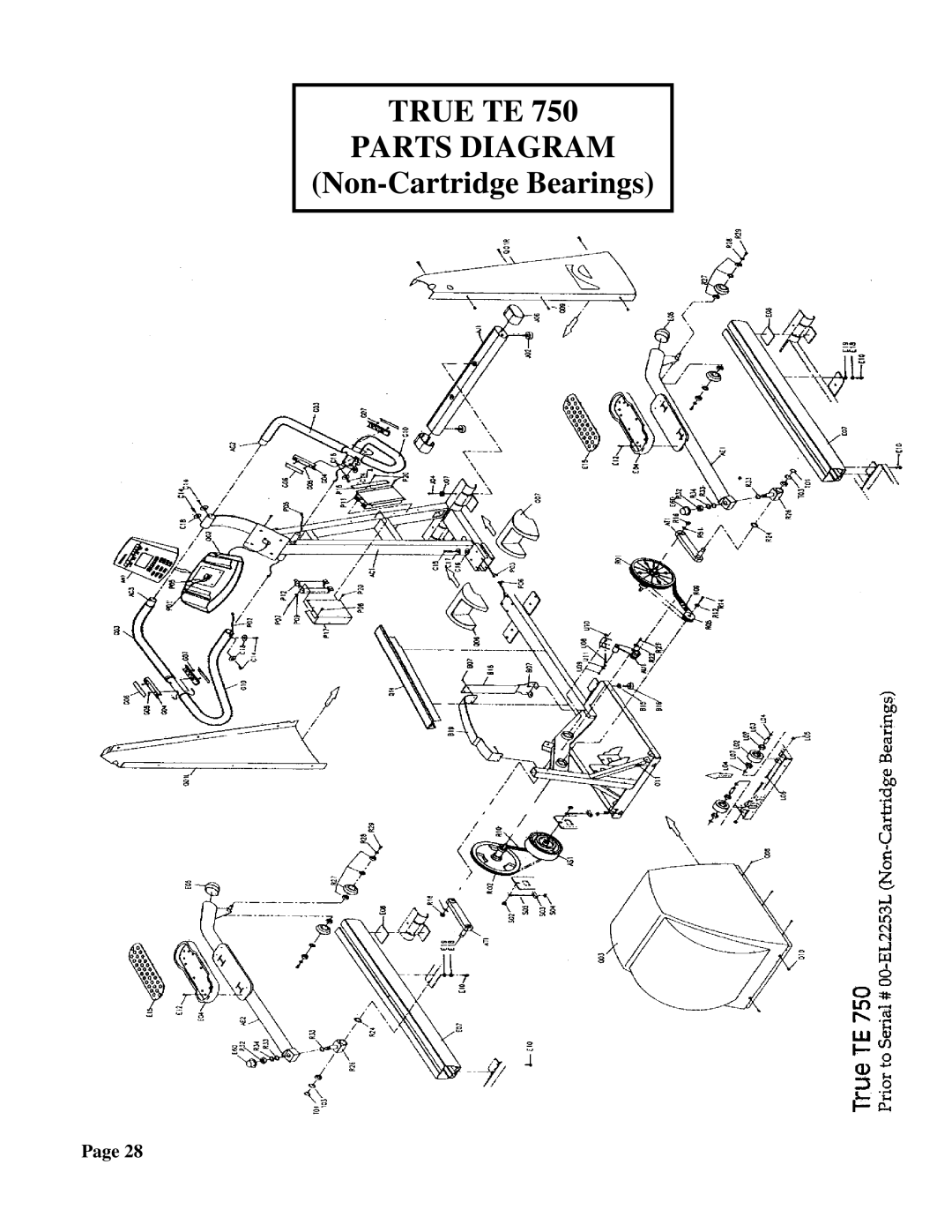 True Fitness 750EA, 600EA manual True TE Parts Diagram 