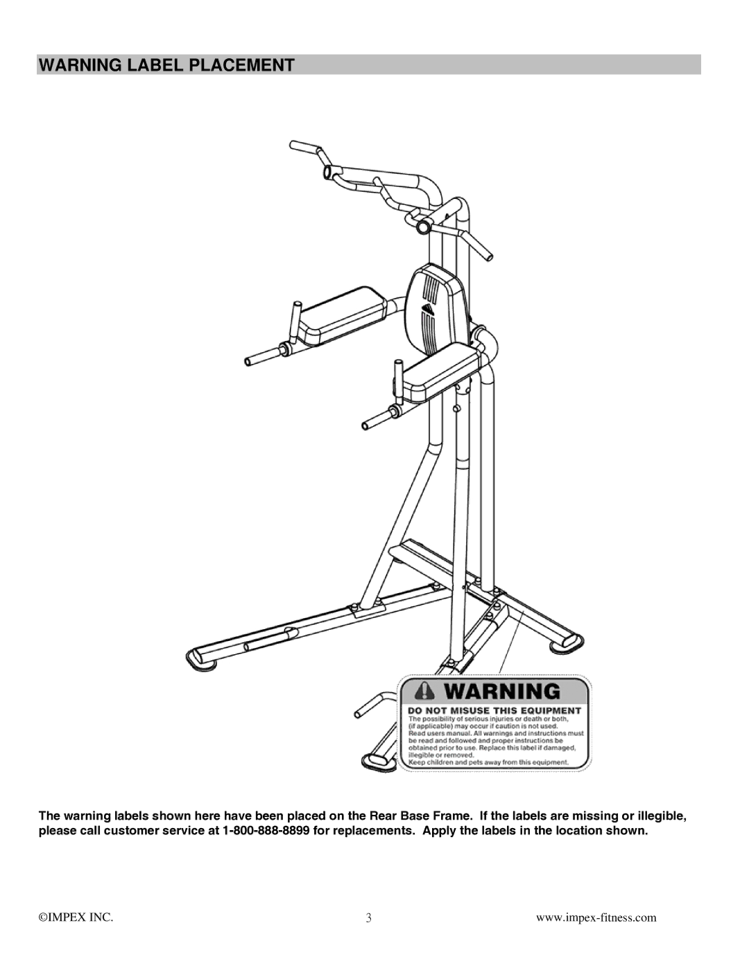 True Fitness ADI-10260-I manual Impex INC 