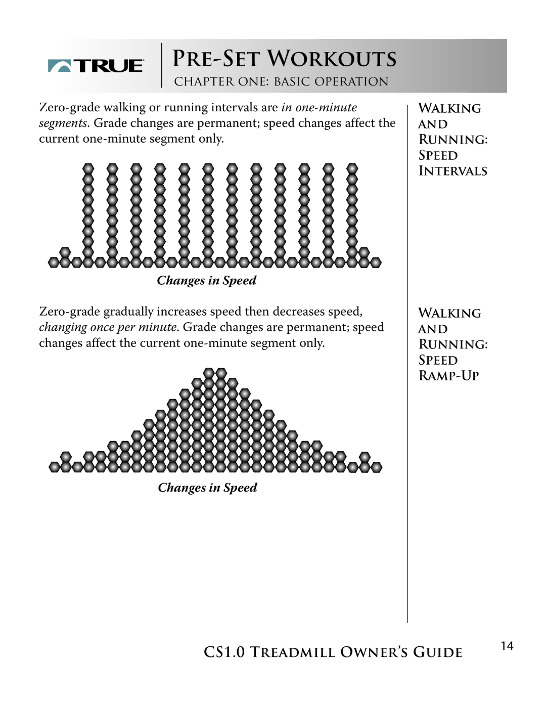 True Fitness CS1.0 manual Changes in Speed 