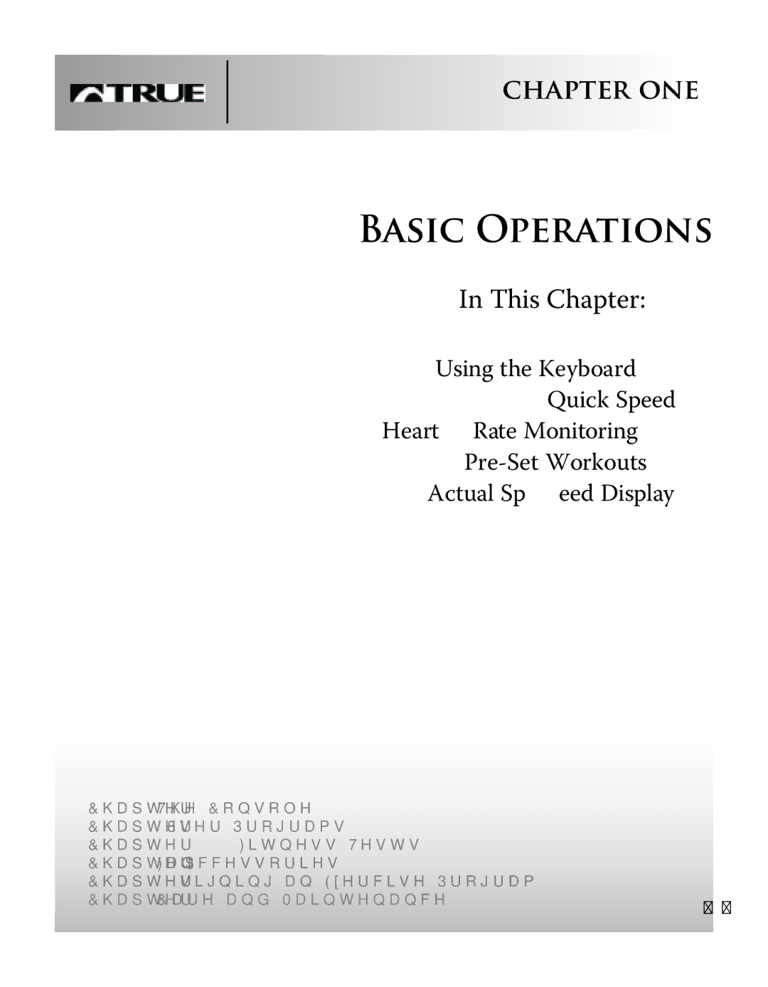 True Fitness CS4 manual Basic Operations, This Chapter 