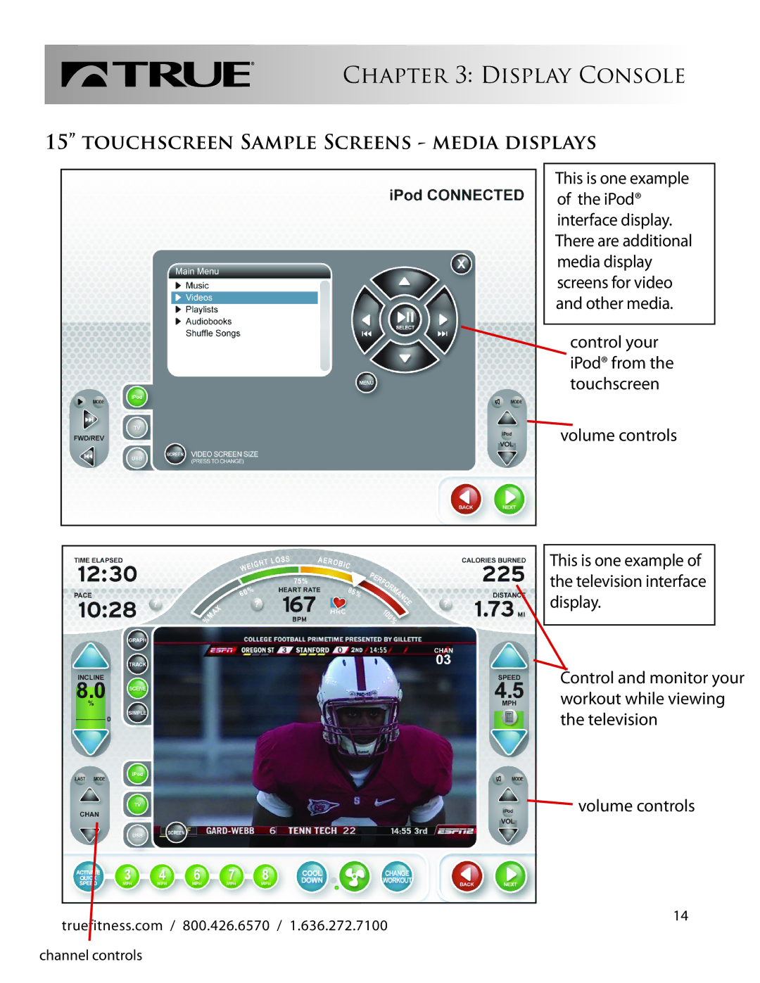 True Fitness CS500 manual Volume controls 