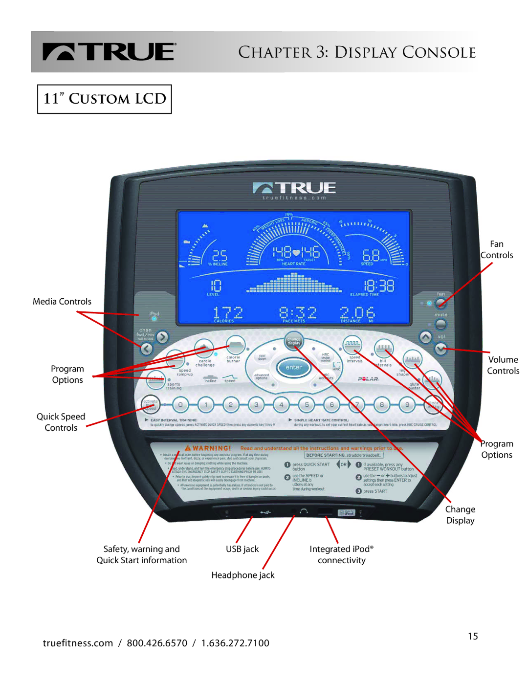 True Fitness CS550 manual Custom LCD 