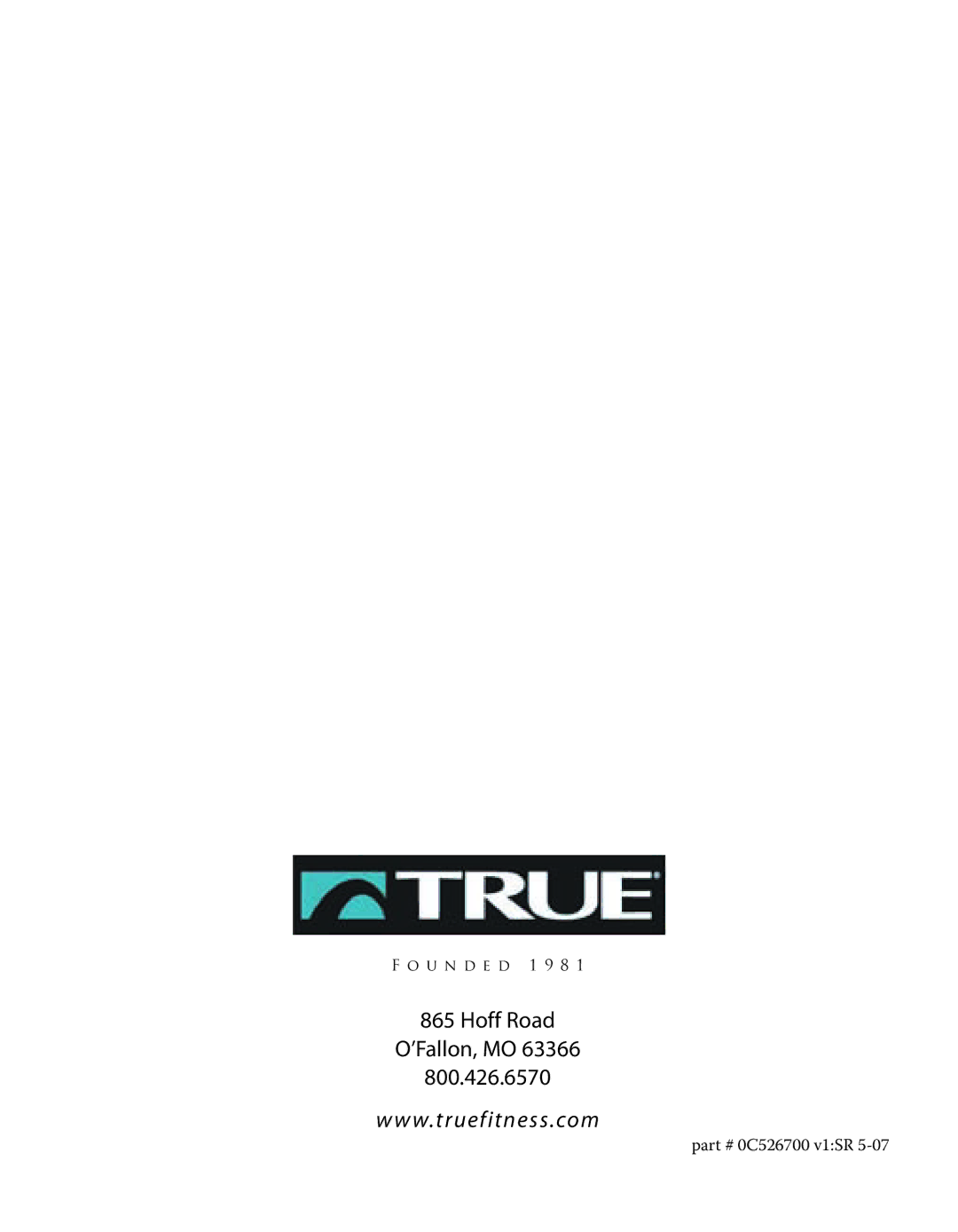 True Fitness CS8 manual W.truefitness.com 