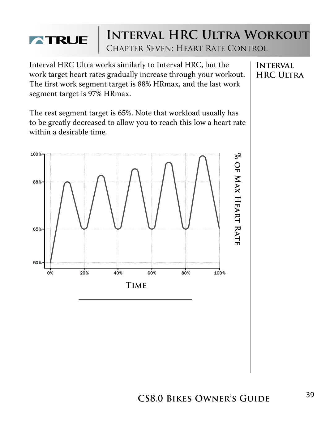 True Fitness CS8.0 manual Interval HRC Ultra Workout 