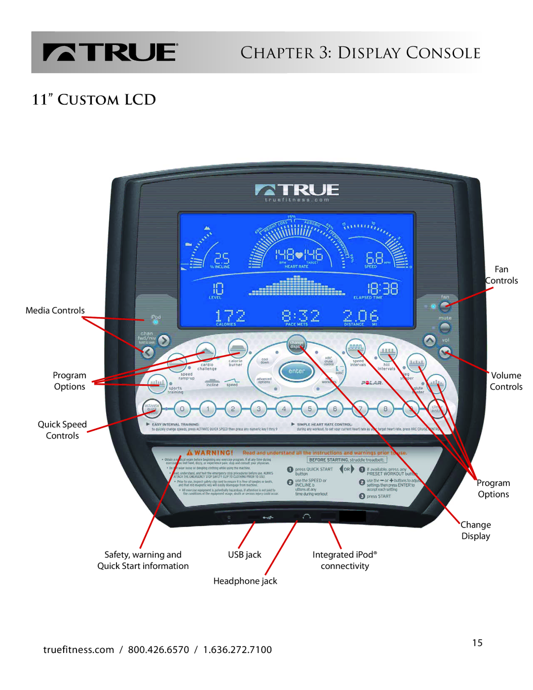 True Fitness CS800 manual Custom LCD 