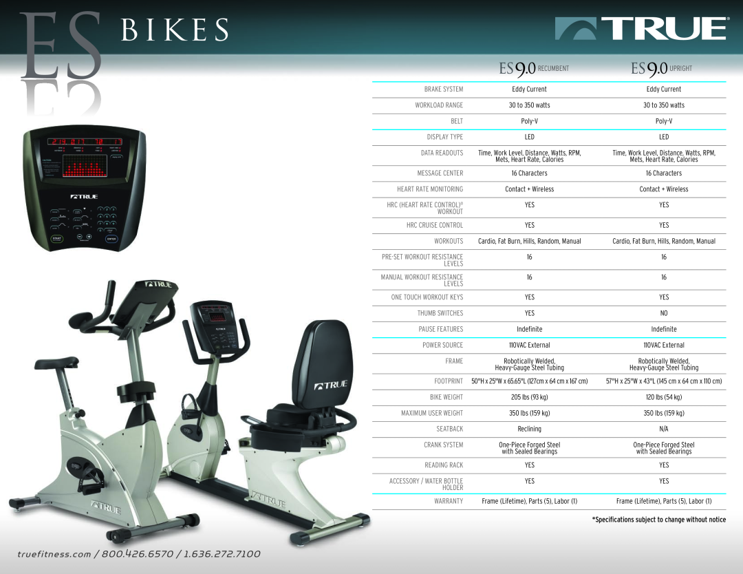 True Fitness ES manual Bi K E S, truefitness.com / 800.426.6570, Heart Rate Monitoring, Hrc Heart Rate Control 