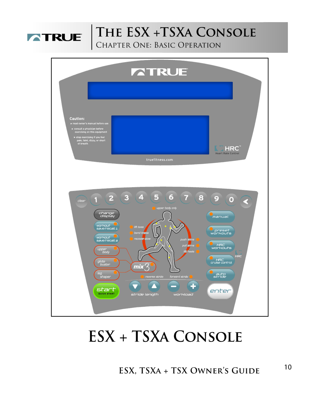 True Fitness TSXa manual ESX + Tsxa Console, ESX +TSXA Console 