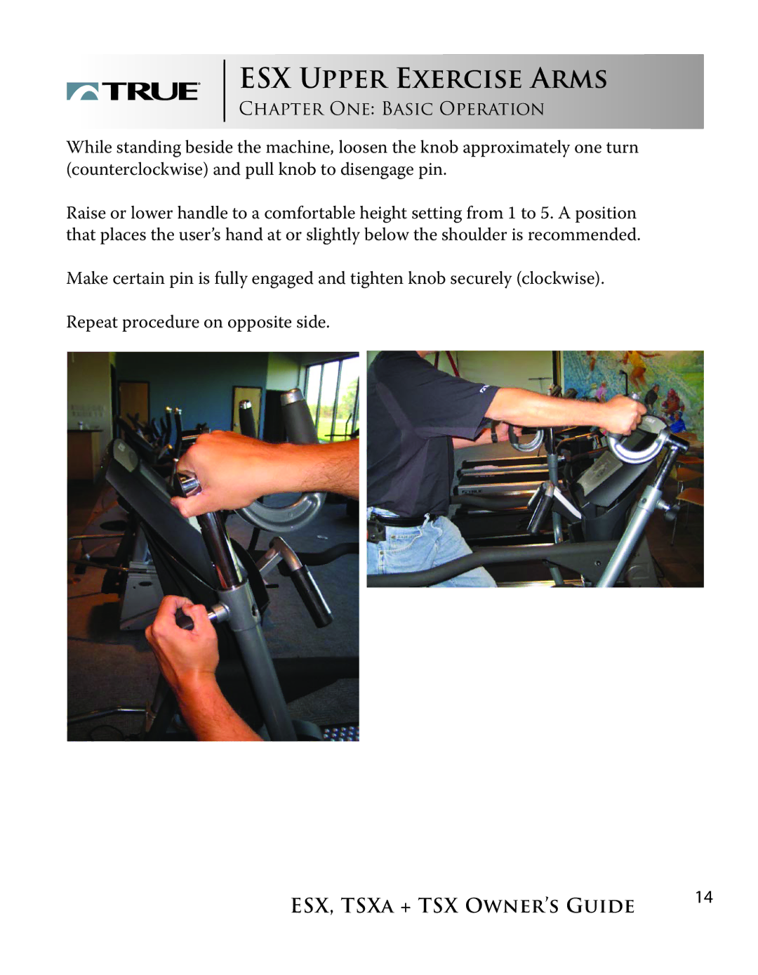 True Fitness TSXa manual ESX Upper Exercise Arms 