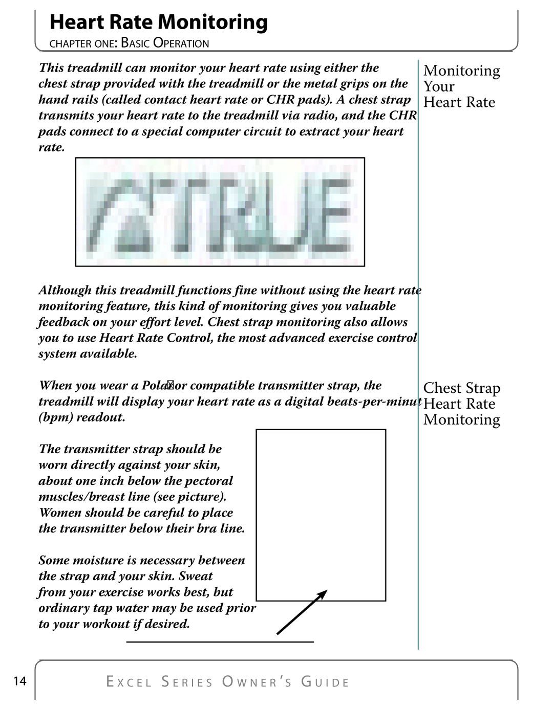 True Fitness Excel Series manual Heart Rate Monitoring, Monitoring Your Heart Rate Chest Strap 