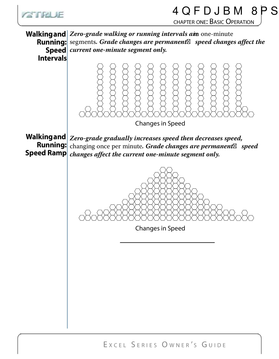 True Fitness Excel Series manual Running Speed Intervals 